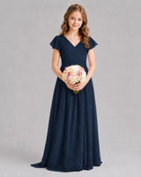 Navy Blue A-line Junior Bridesmaid Dresses Front