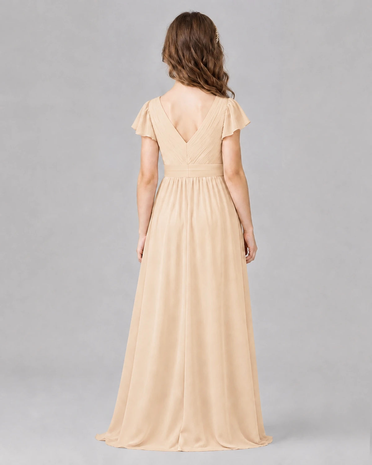 Peach A-line Junior Bridesmaid Dresses Side