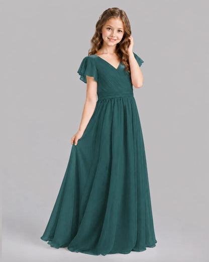 Peacock A-line Junior Bridesmaid Dresses Back