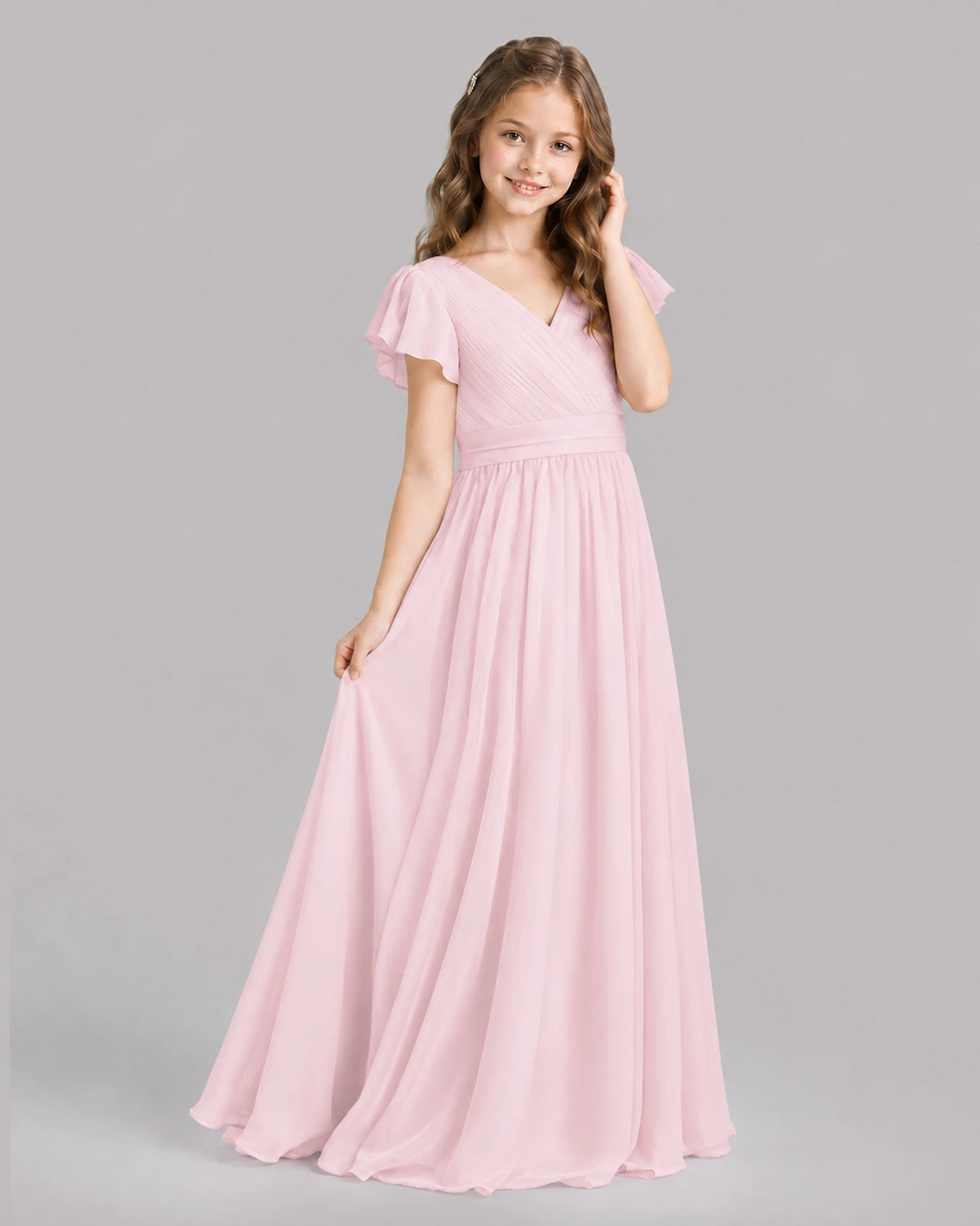 Pink A-line Junior Bridesmaid Dresses Back