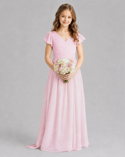 Pink A-line Junior Bridesmaid Dresses Front