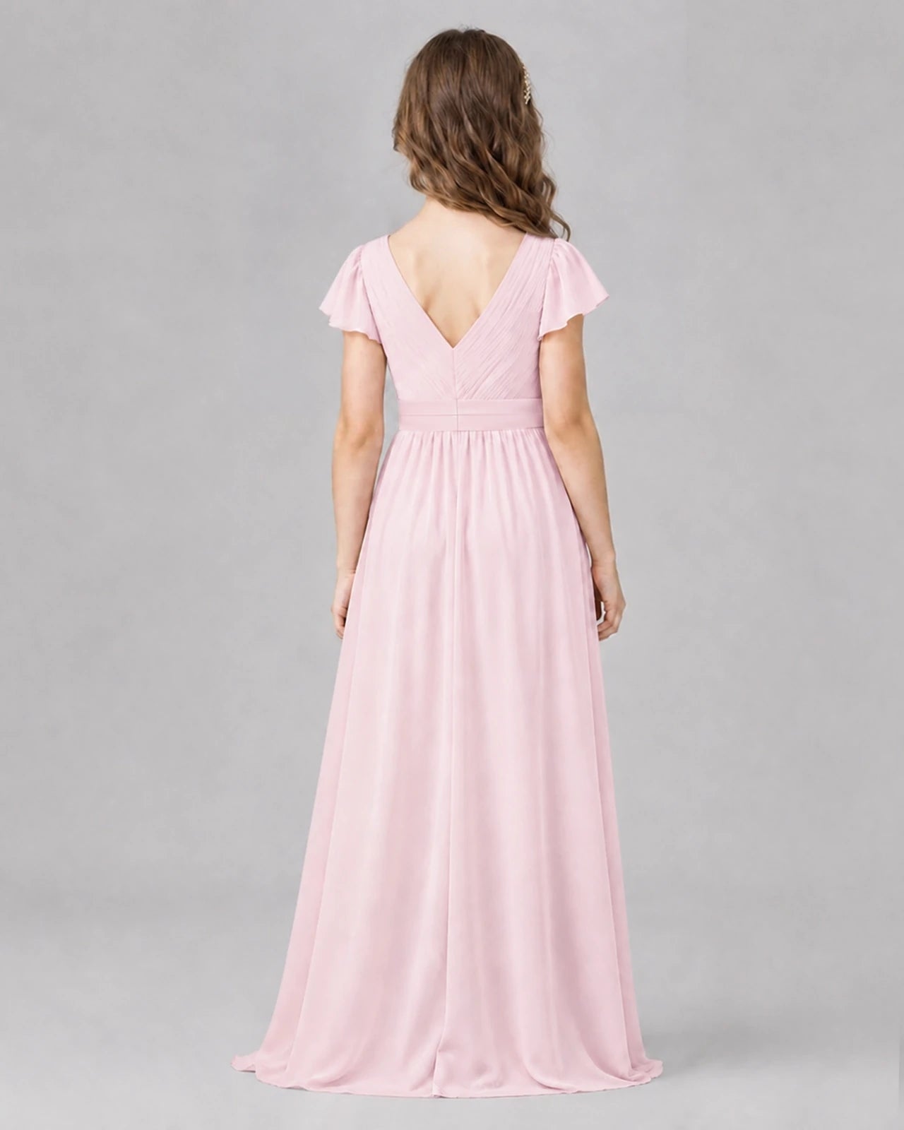 Pink A-line Junior Bridesmaid Dresses Side