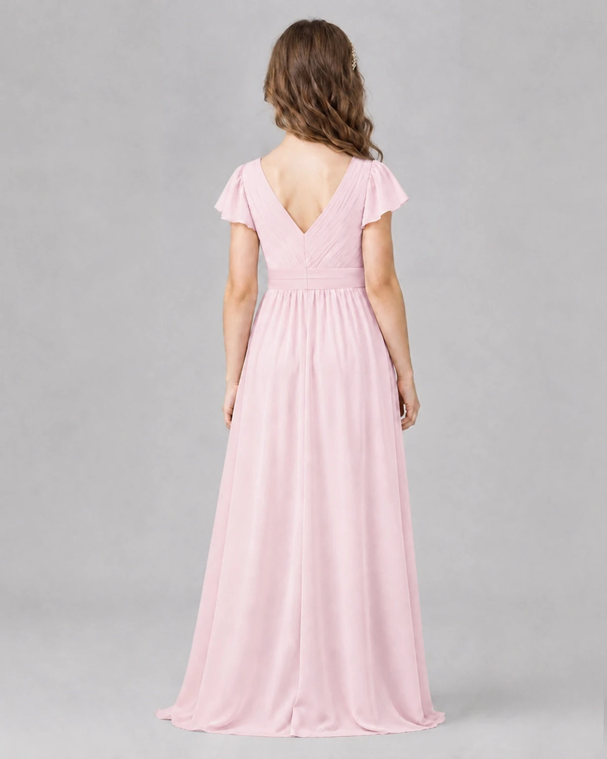 Pink A-line Junior Bridesmaid Dresses Side