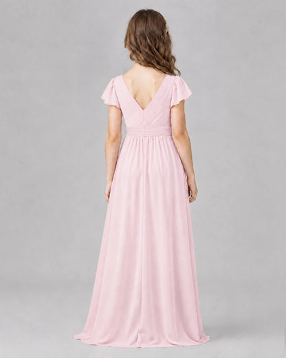 Pink A-line Junior Bridesmaid Dresses Side