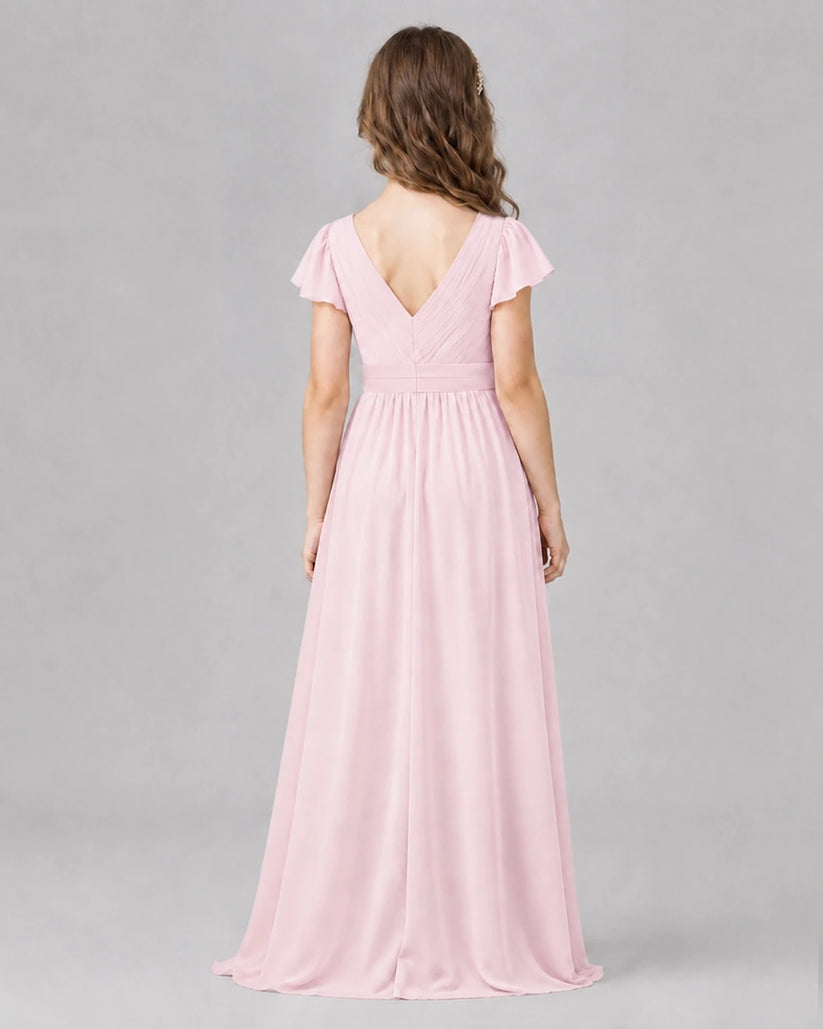 Pink A-line Junior Bridesmaid Dresses Side