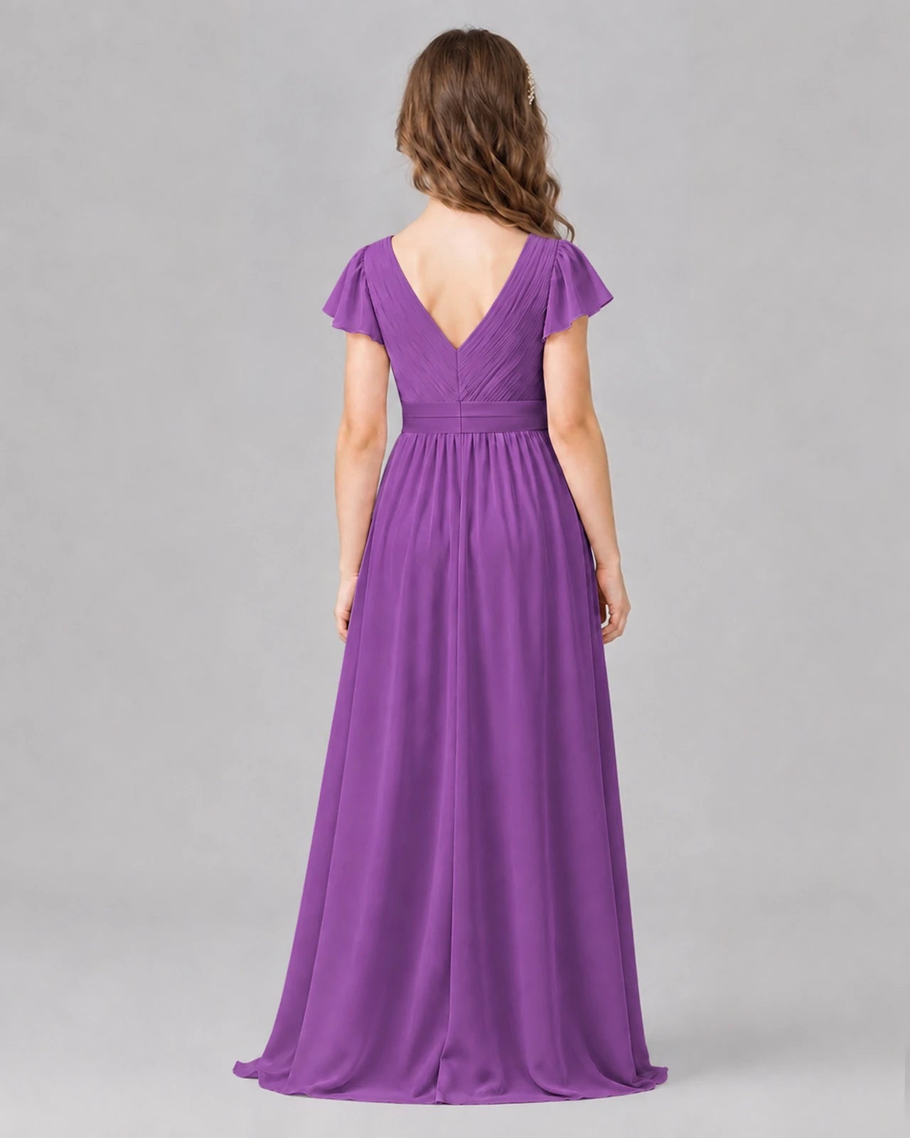 Purple A-line Junior Bridesmaid Dresses Side