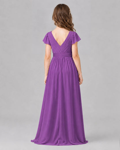 Purple A-line Junior Bridesmaid Dresses Side