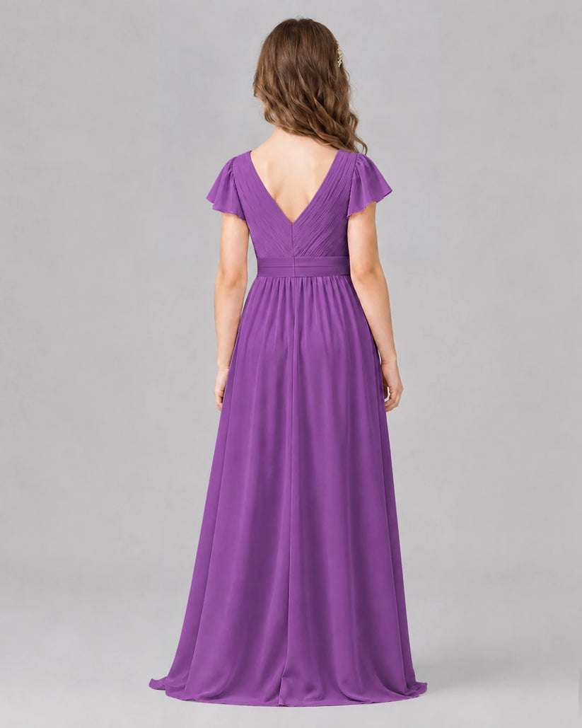 Purple A-line Junior Bridesmaid Dresses Side