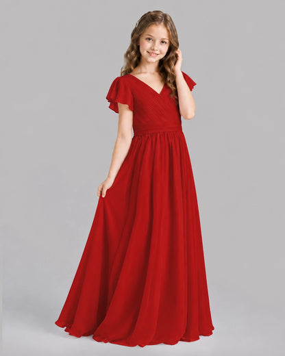 Red A-line Junior Bridesmaid Dresses Back