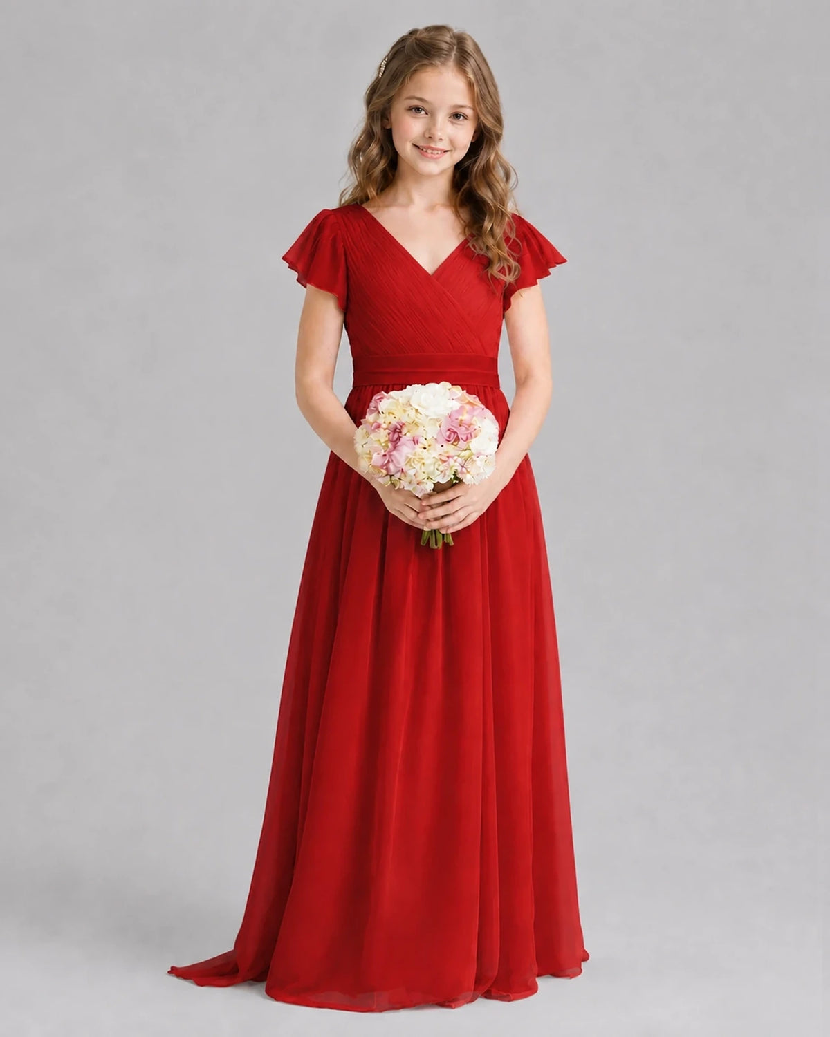 Red A-line Junior Bridesmaid Dresses Front