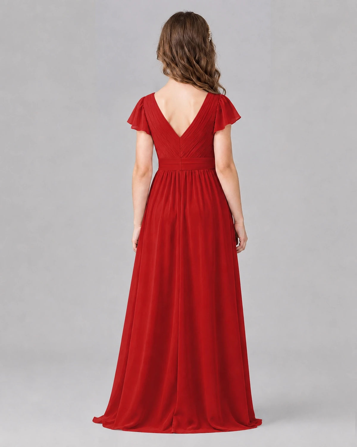 Red A-line Junior Bridesmaid Dresses Side