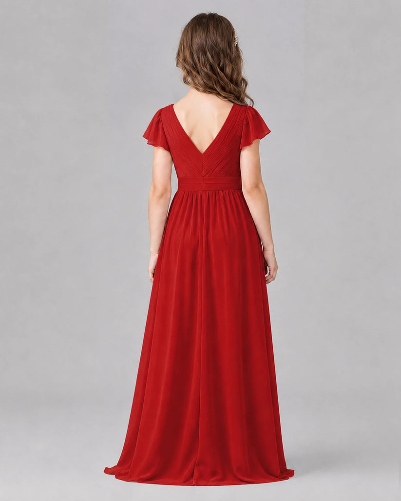Red A-line Junior Bridesmaid Dresses Side