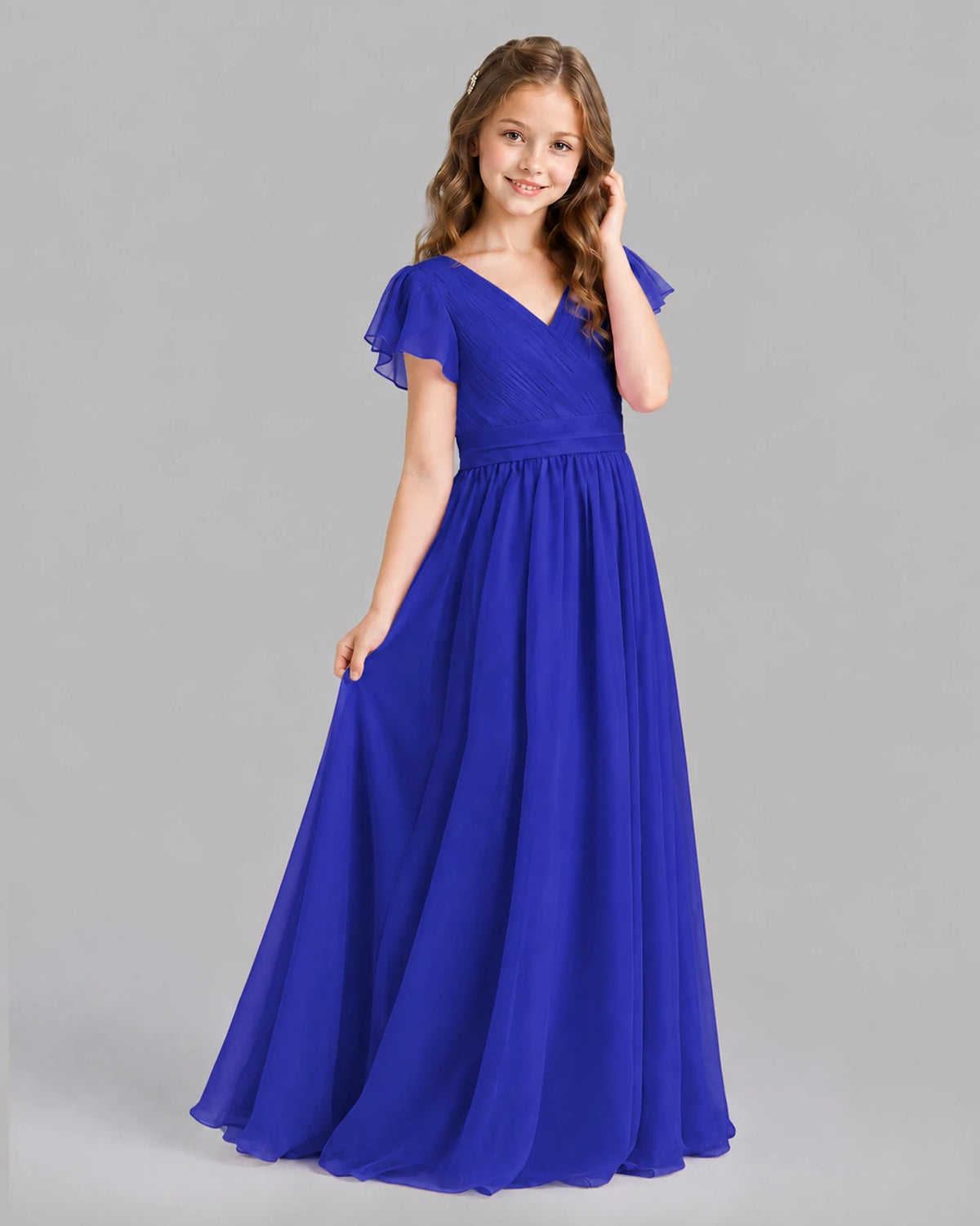 Royal Blue A-line Junior Bridesmaid Dresses Back