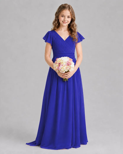 Royal Blue A-line Junior Bridesmaid Dresses Front