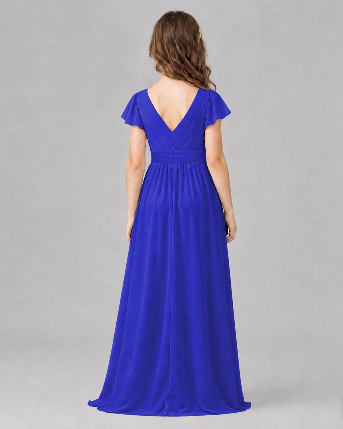 Royal Blue A-line Junior Bridesmaid Dresses Side
