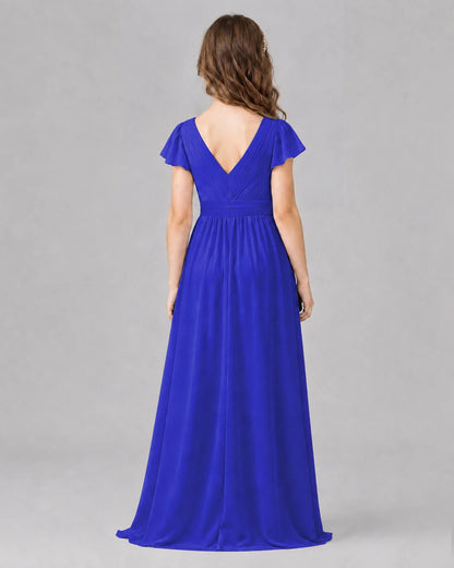 Royal Blue A-line Junior Bridesmaid Dresses Side