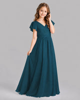 Teal A-line Junior Bridesmaid Dresses Back