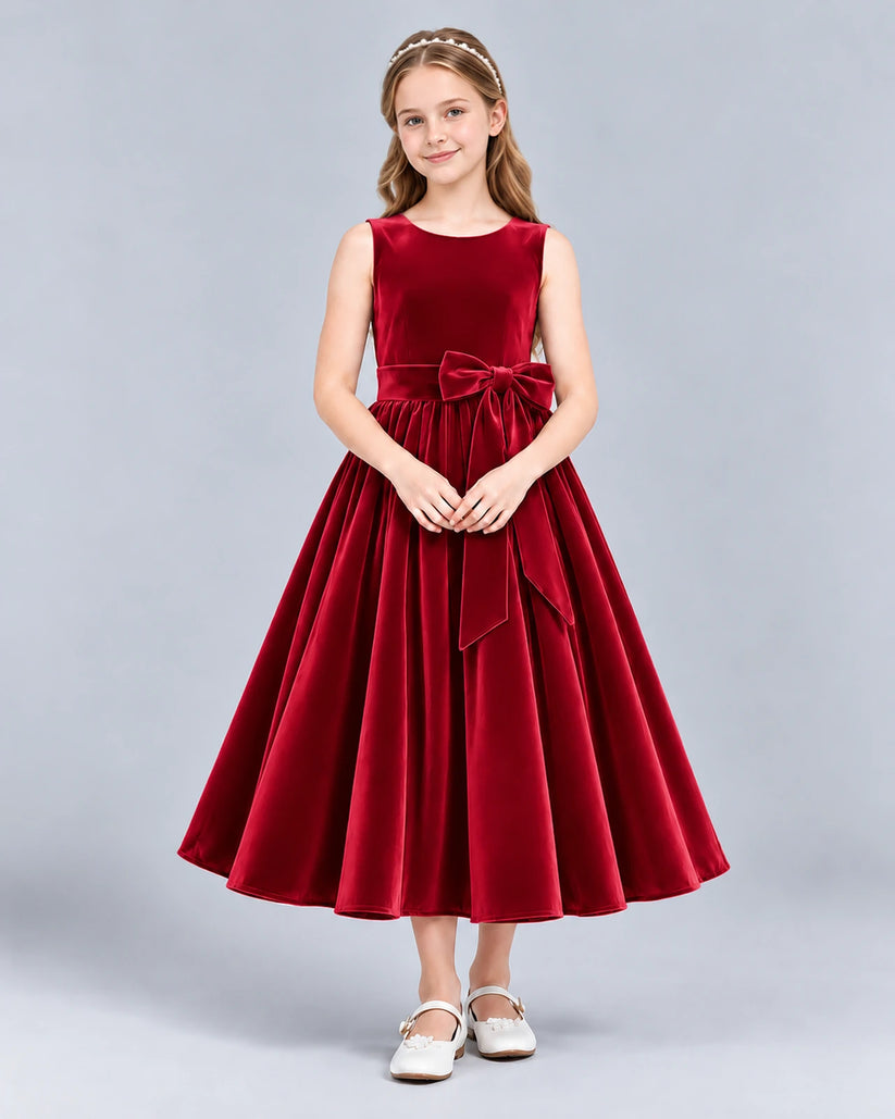 Burgundy Ball Gown Girls Formal Dress Front