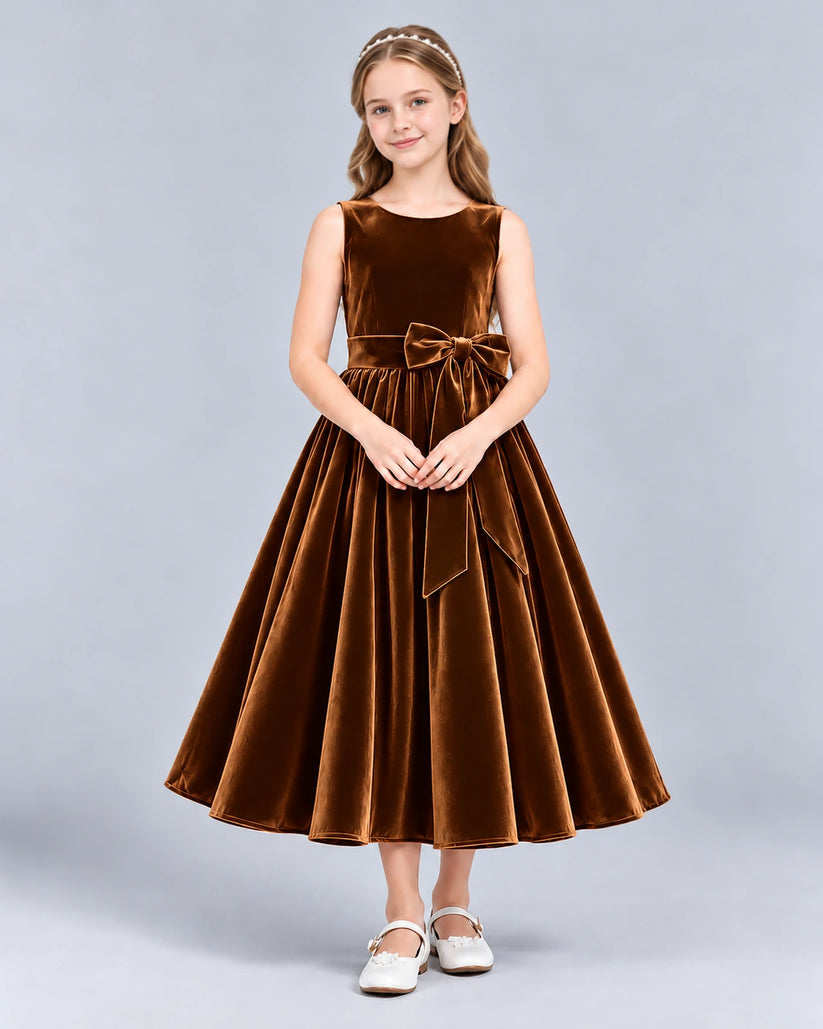 Chocolate Ball Gown Girls Formal Dress Front