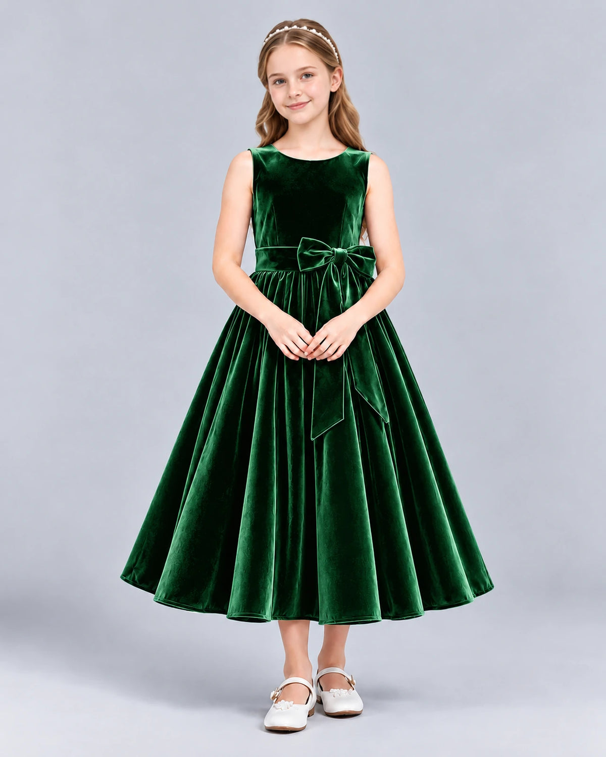 Dark Green Ball Gown Girls Formal Dress Front