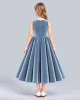Dusty Blue Ball Gown Girls Formal Dress Back [Shared]