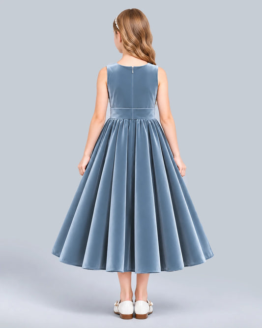 Dusty Blue Ball Gown Girls Formal Dress Back [Shared]