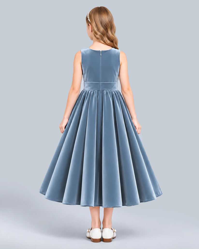 Dusty Blue Ball Gown Girls Formal Dress Back [Shared]