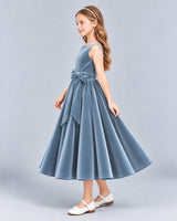 Dusty Blue Ball Gown Girls Formal Dress Side [Shared]