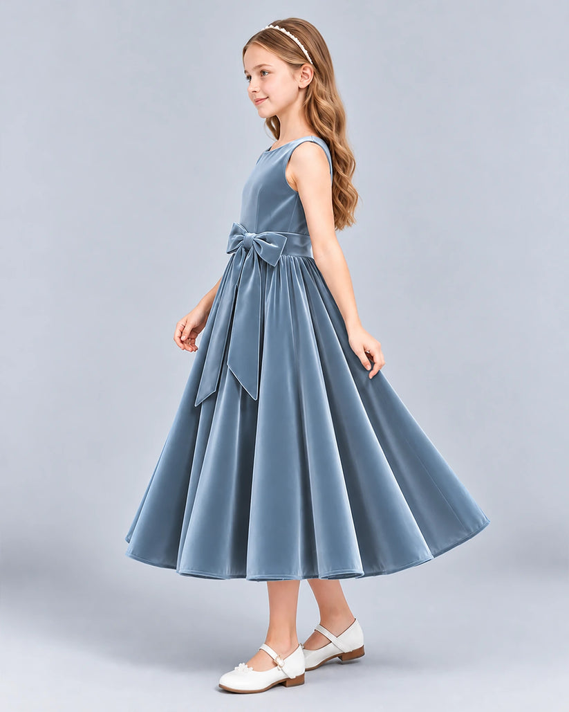 Dusty Blue Ball Gown Girls Formal Dress Side [Shared]