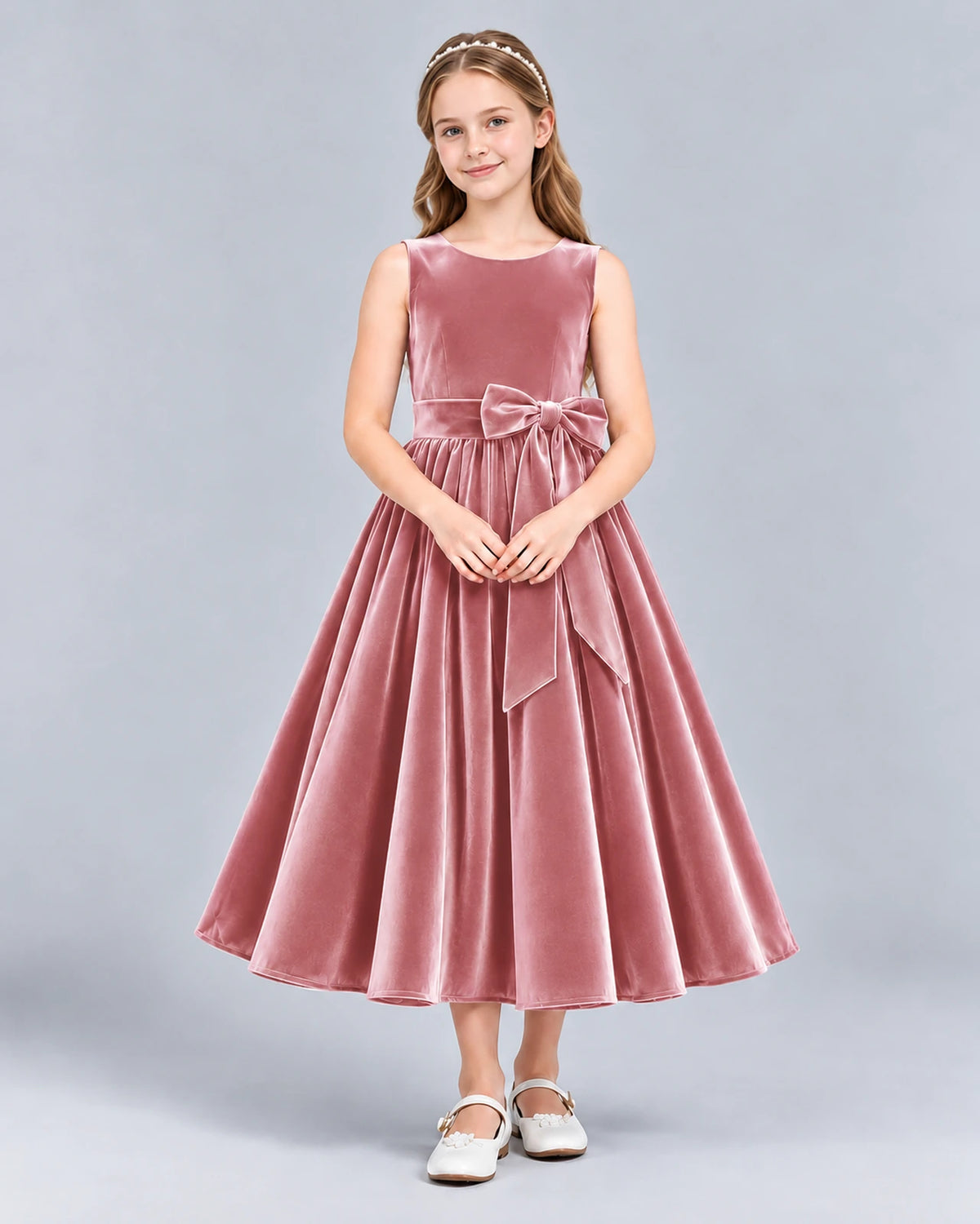 Dusty Rose Ball Gown Girls Formal Dress Front