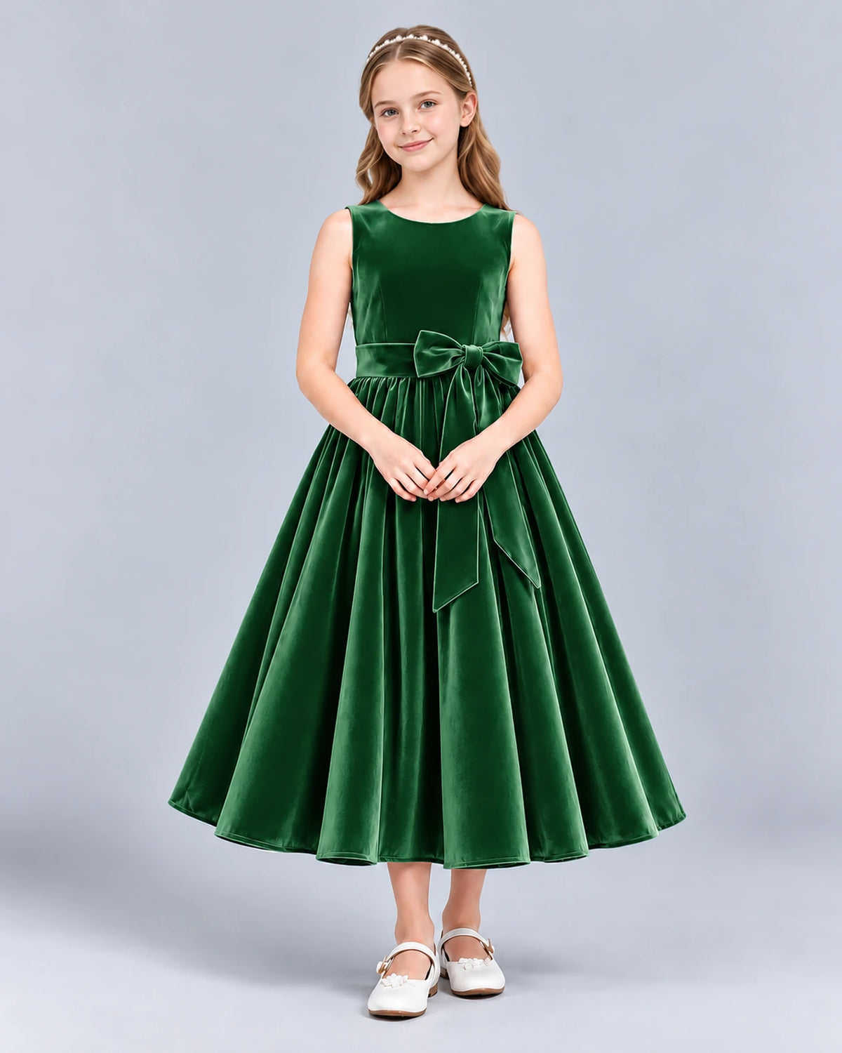 Emerald Green Ball Gown Girls Formal Dress Front