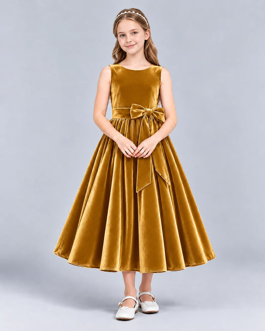 Gold Ball Gown Girls Formal Dress Front
