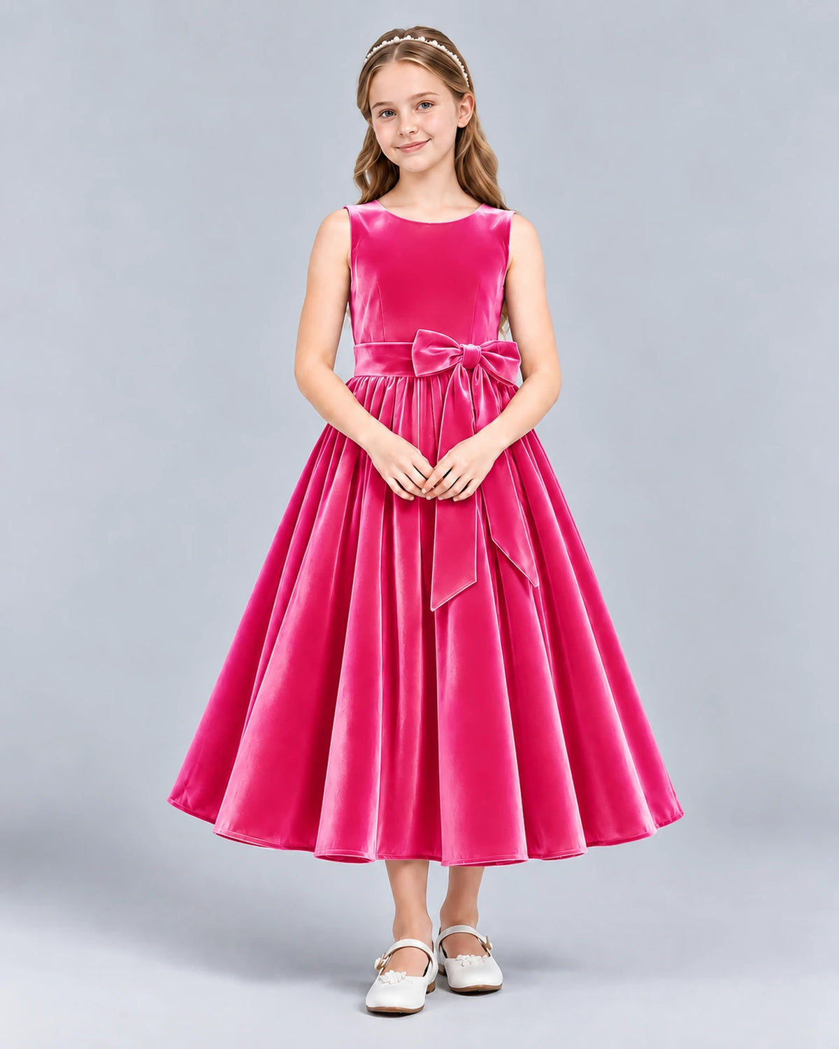 Hot Pink Ball Gown Girls Formal Dress Front