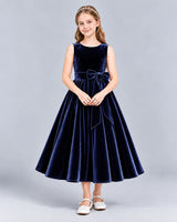 Navy Blue Ball Gown Girls Formal Dress Front