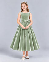 Sage Green Ball Gown Girls Formal Dress Front