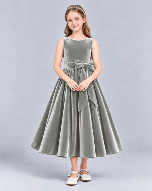 Silver Ball Gown Girls Formal Dress Front