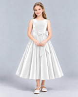 White Ball Gown Girls Formal Dress Front