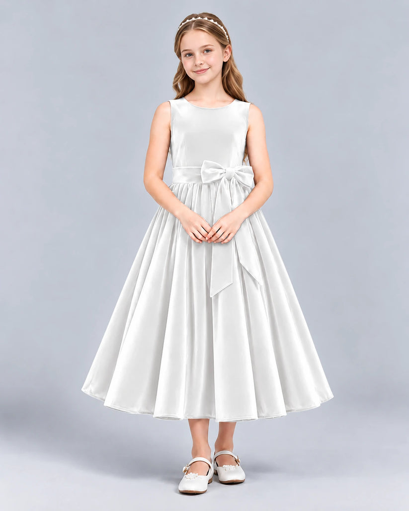 White Ball Gown Girls Formal Dress Front