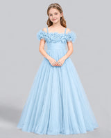 Baby Blue Ball Gown Girls Formal Dress Front