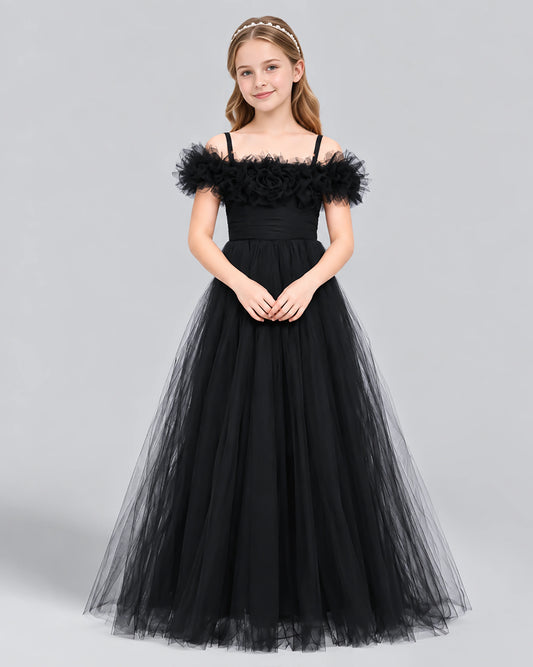 Black Ball Gown Girls Formal Dress Front