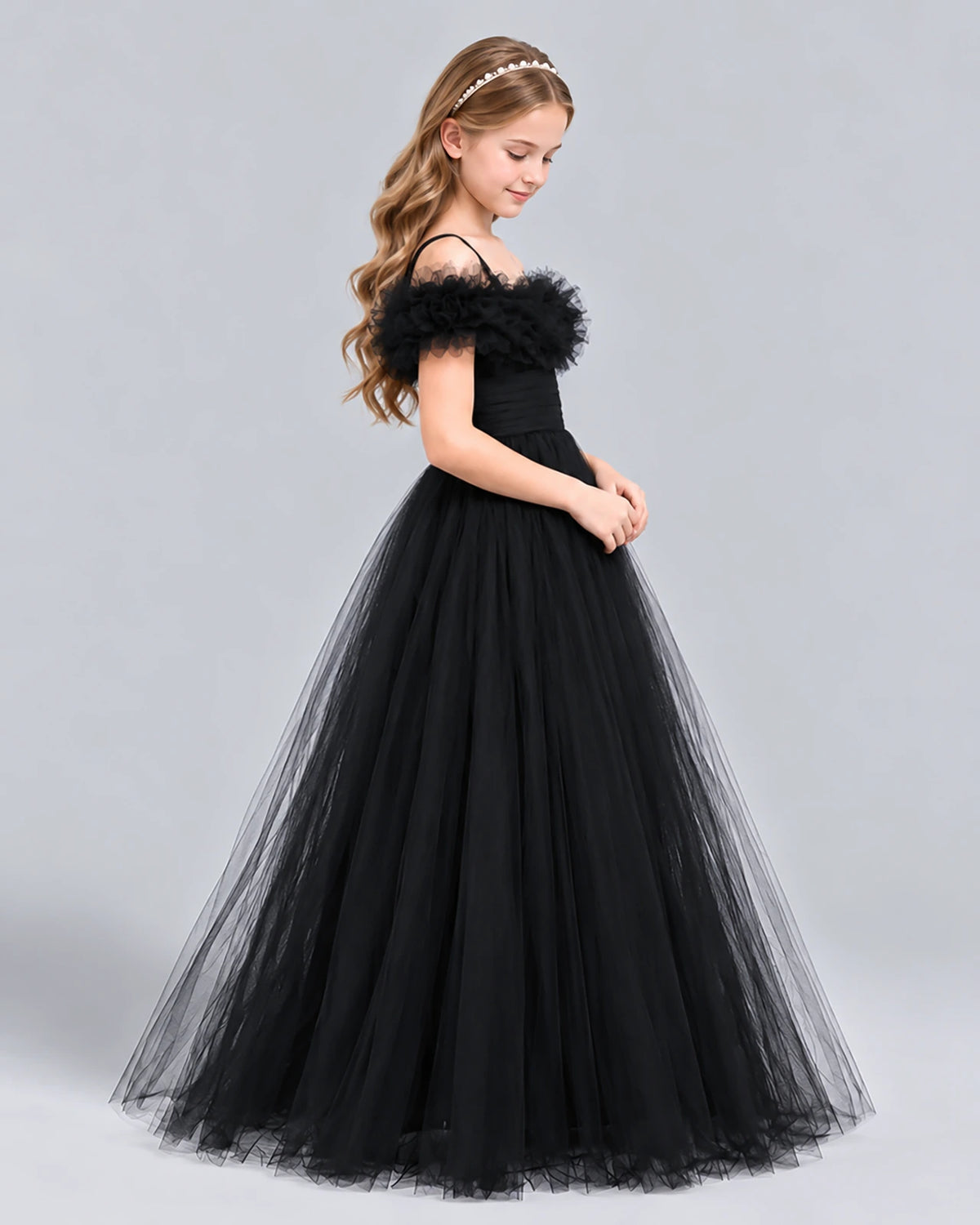 Black Ball Gown Girls Formal Dress Side [Shared]