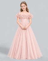 Blush Pink Ball Gown Girls Formal Dress Front