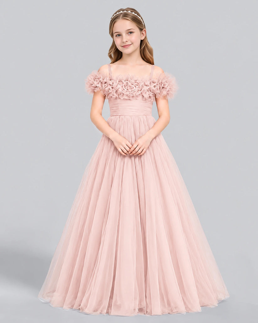 Blush Pink Ball Gown Girls Formal Dress Front