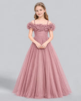 Dusty Rose Ball Gown Girls Formal Dress Front