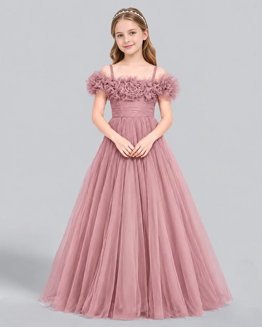 Dusty Rose Ball Gown Girls Formal Dress Front