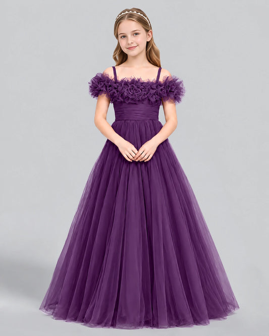 Grape Ball Gown Girls Formal Dress Front