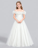 Ivory Ball Gown Girls Formal Dress Front