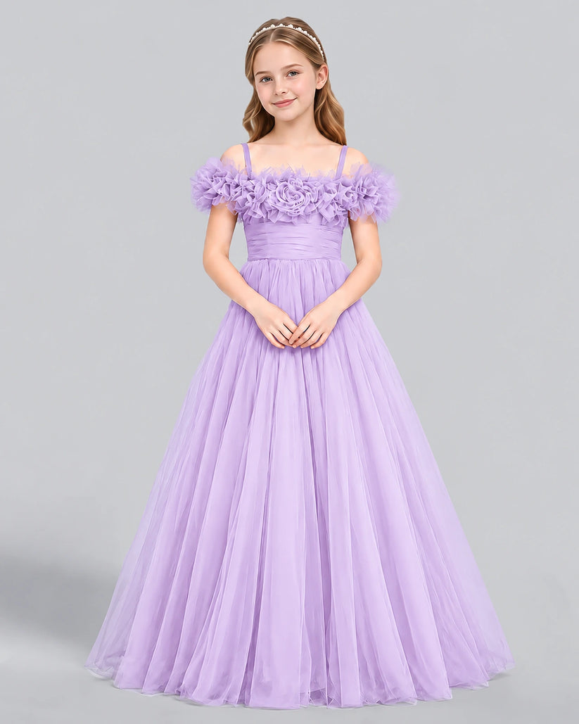 Lilac Ball Gown Girls Formal Dress Front
