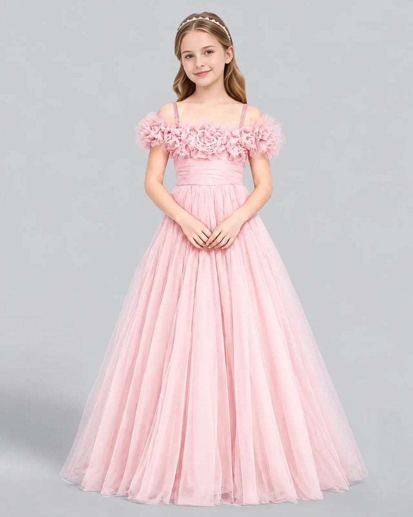 Pink Ball Gown Girls Formal Dress Front