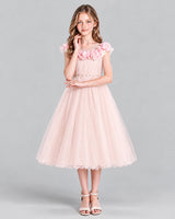 Blush Pink A-line Girls Formal Dress Front
